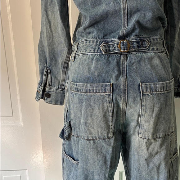 Free People Denim Jumpsuit with Blue and White Accents - Picture 8 of 8